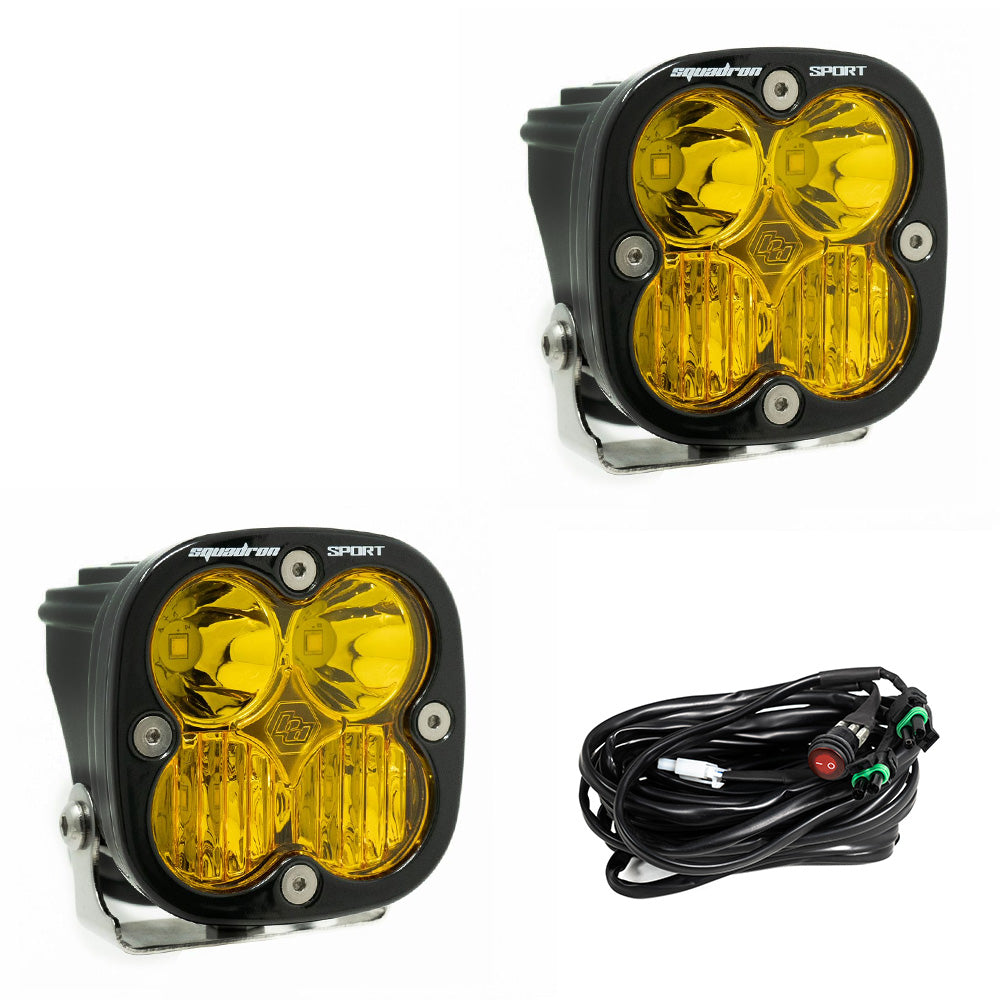 Baja Design LED Light Pod Driving Combo Pair Amber Squadron Sport